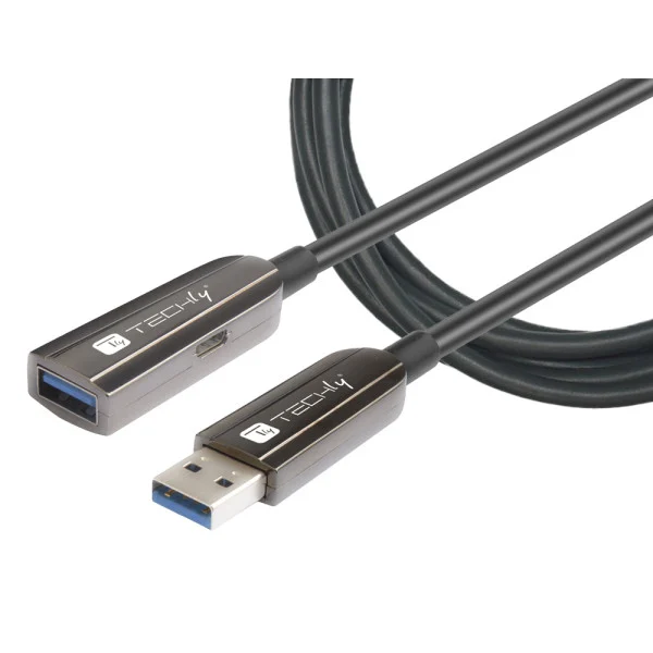 [ICOC_U3AMF-HY-100] Cavo Ottico Attivo USB 3.2 SuperSpeed Active Optical Cable USB A M/F 100m Nero