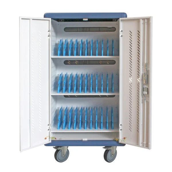 [I-CABINET-30DTY] Carrello Stazione di Ricarica Ventilato 30 Notebook o Smartphone Bianco/Blu