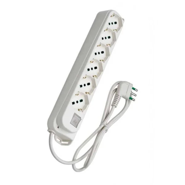 Multipresa 6 Posti Schuko con Interruttore e Cavo 1,5m Bianco