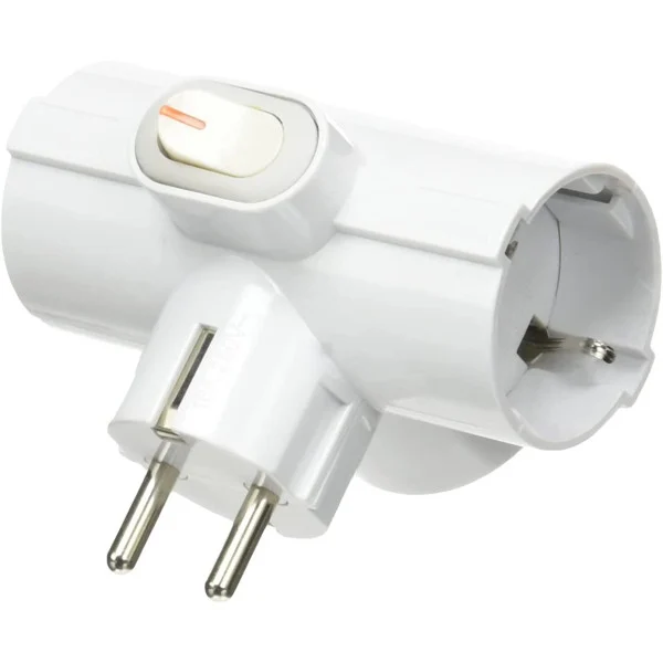 Adattatore Triplo Schuko Spina 2P+T 3 Prese 16A Bianco