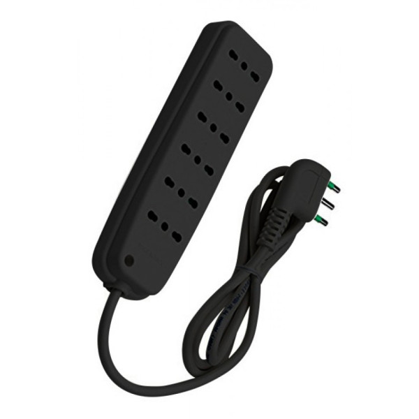 Multipresa 6 Posti con Spina Italiana Angolata Nero