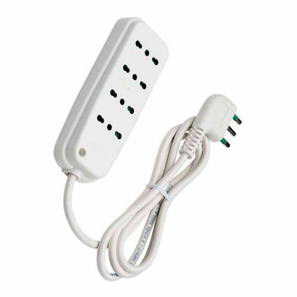 Multipresa 4 Posti con Spina Italiana Angolata Bianco