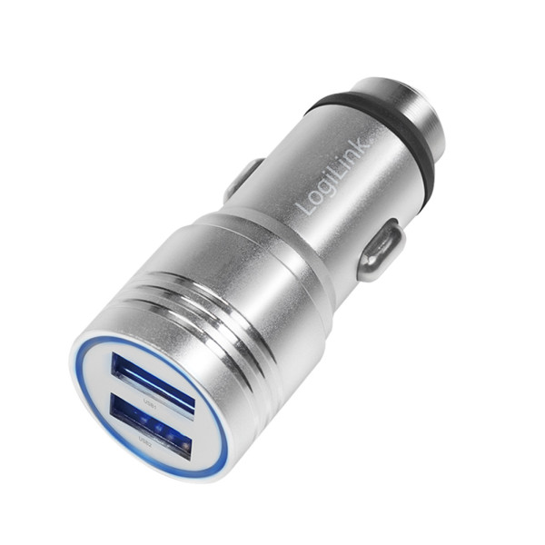 [IUSB2-CAR-212AL] Caricatore da Auto in Alluminio 2x USB 10,5W Rompivetro di Emergenza
