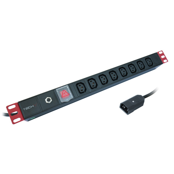 Multipresa 8 Posti C13 da Rack 19'' con Interruttore e Protezione Termica Spina C14 1U