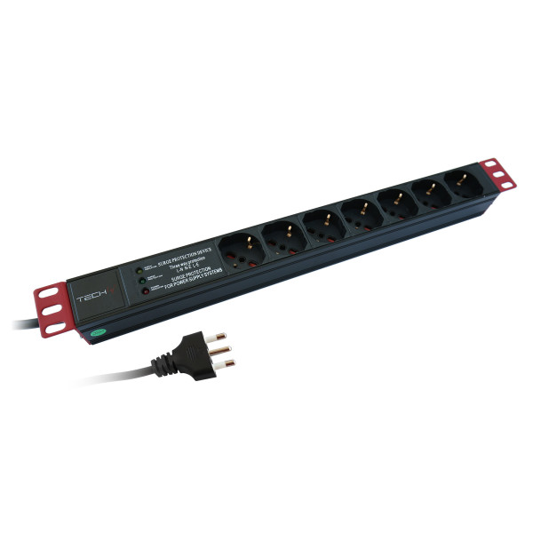 Multipresa 7 Posti da Rack 19'' con Filtro di Protezione 3 LED Spina Italiana 1U