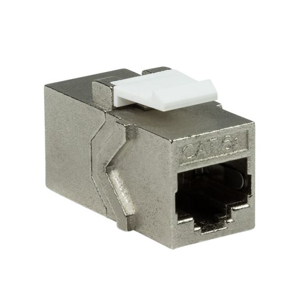 Accoppiatore Cat.6A Keystone 2xRJ45 STP Larghezza 17,35 Silver