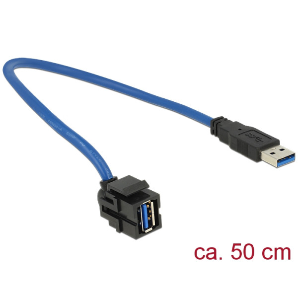 Modulo Keystone USB 3.0 A Maschio / Femmina 250&deg; con Cavo