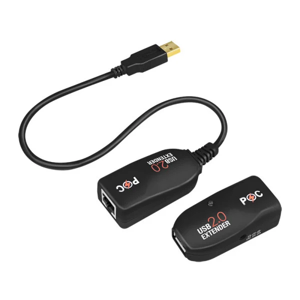 [IUSB-EXTEND-POEPL] Extender USB Cat.5E Cat.6 fino a 50m, POC, Nero