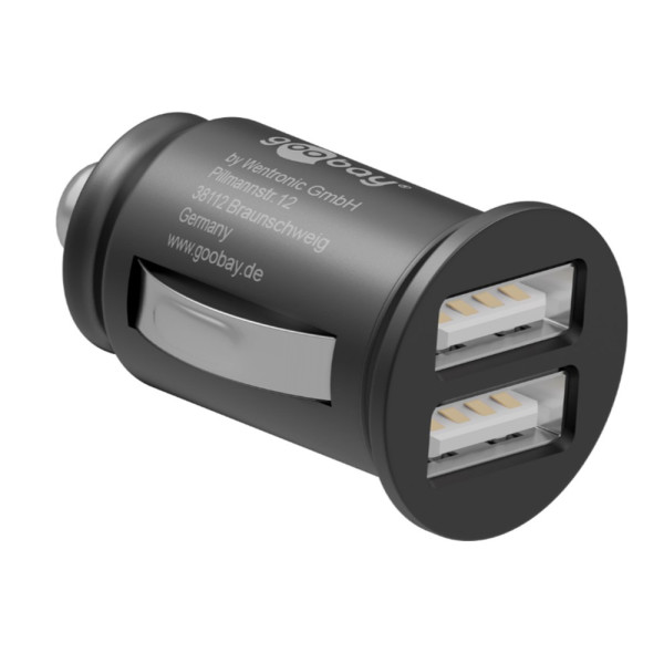 [IUSB2-CAR4-4A2P] Caricatore Compatto da Auto/Camion 2 porte USB max.24W/4.8A Nero