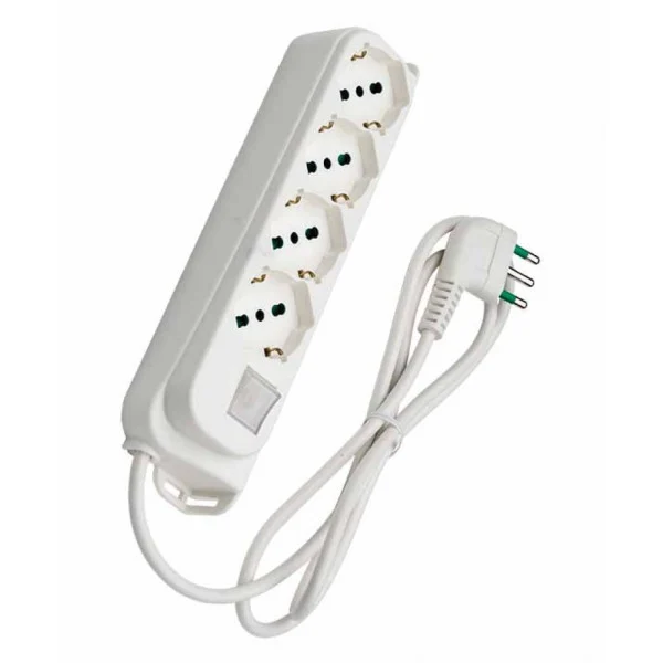 Multipresa 4 Posti Schuko con Interruttore e Cavo 1,5m Bianca