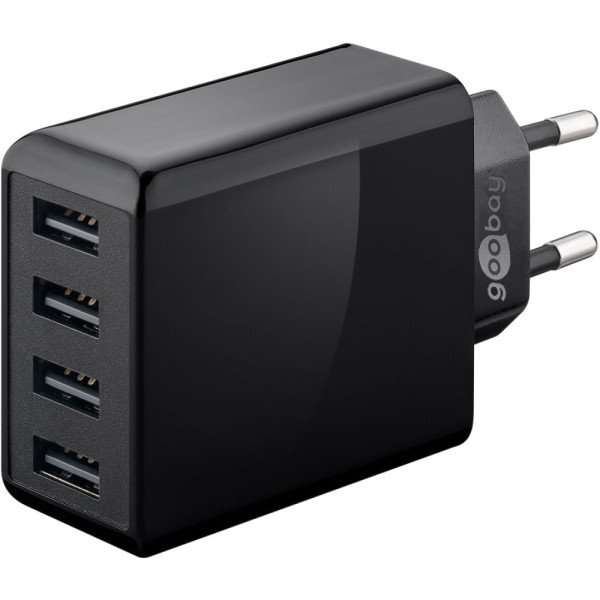 [IPW-USB-4PA30WB] Caricatore da Muro USB a 4 vie 30W Nero