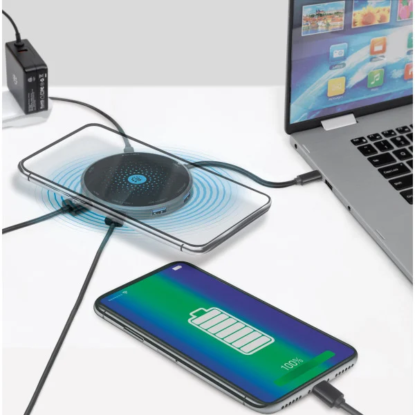 [IADAP_USB32-DOCKMH] Docking Station USB-C™ 8-in-1 con Pad di Ricarica Wireless