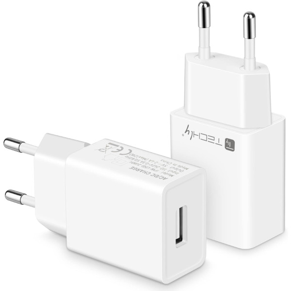 [IPW-USB-24BK] Caricatore Alimentatore USB-A da Muro 5V 2.4A per Smartphone o Tablet