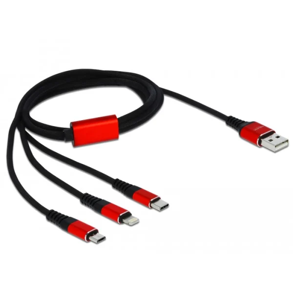 [ICOC_MUSB-31D] Cavo di Ricarica USB 3 in 1 Lightning Micro USB USB-C™ 1m Rosso