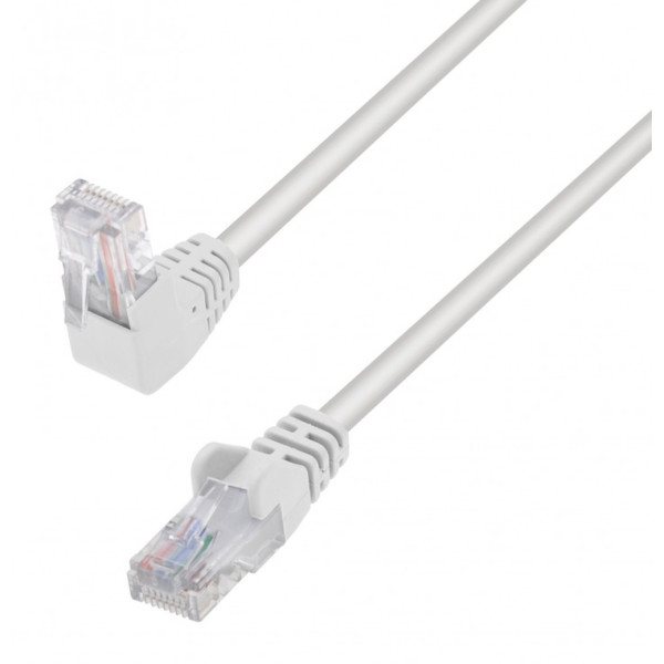 Cavo di Rete Patch Connettore Angolato 90&deg; CCA Cat. 5E UTP 0,25m Bianco