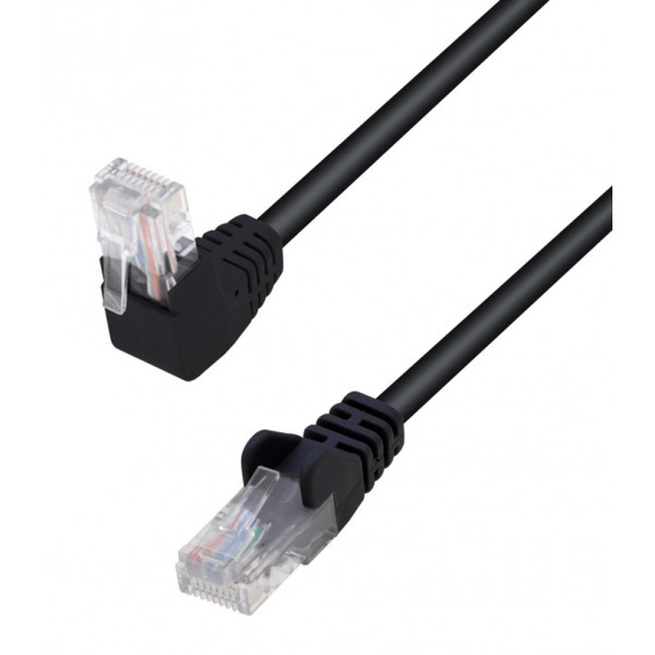 Cavo di Rete Patch Connettore Angolato 90&deg; CCA Cat. 5E UTP 2m Nero