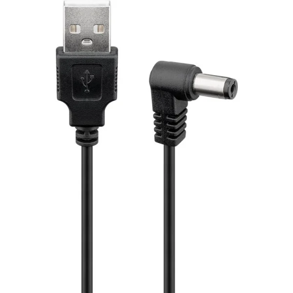 [ICOC_USB-DC5521A-05] Cavo USB A Maschio a DC 5,5 x 2,1 mm Maschio Angolato 0,5m nero