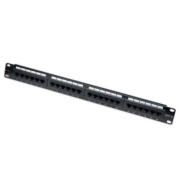 Pannello Patch UTP 24 Posti RJ45 Cat.6 con barra gestione cavi