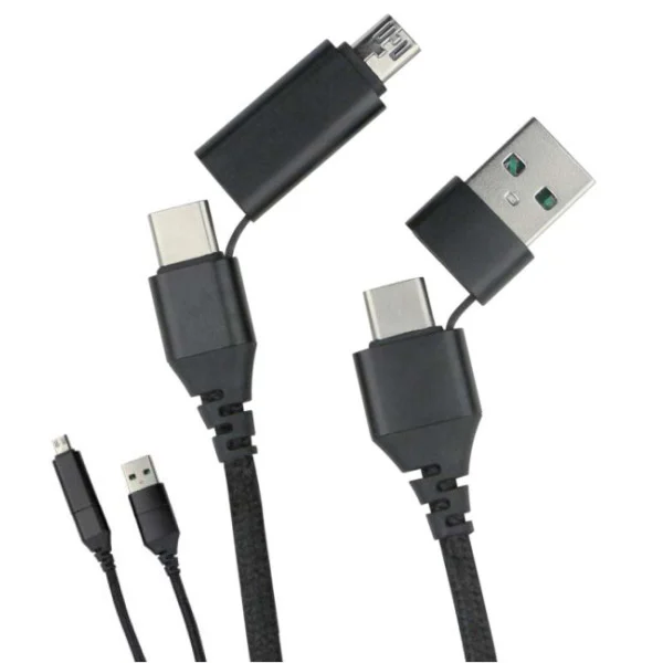 [ICFT-255175] Cavo di Sincronizzazione e Ricarica USB-C™ USB-A e Micro USB 1.2m Nero