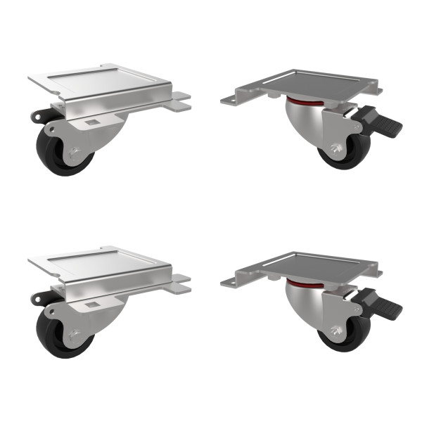 Kit 4 Ruote a 4 Punti di Fissaggio per Armadi Server Serie EV