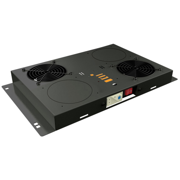 Kit di Ventilazione a Soffitto per Rack 19'' 2 Ventole Nero