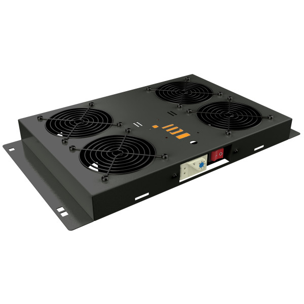 Kit di Ventilazione a Soffitto per Rack 19'' 4 Ventole Nero