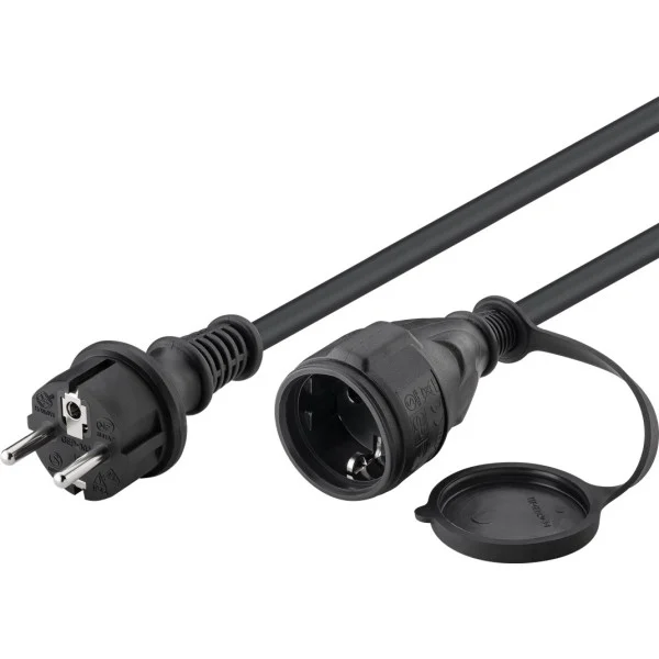[ICOC_069-NC-100] Cavo Alimentazione Schuko Maschio / Femmina da Esterno 10m Nero