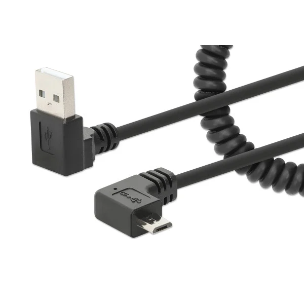 [ICOC-USB-CHAM-SP] Cavo di Ricarica USB-A a Micro-USB 1m Spiralato Nero