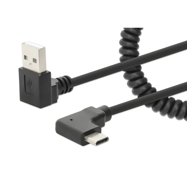 [ICOC-USB-CHAC-SP] Cavo di Ricarica USB-A a USB-C™ 1m Spiralato Nero