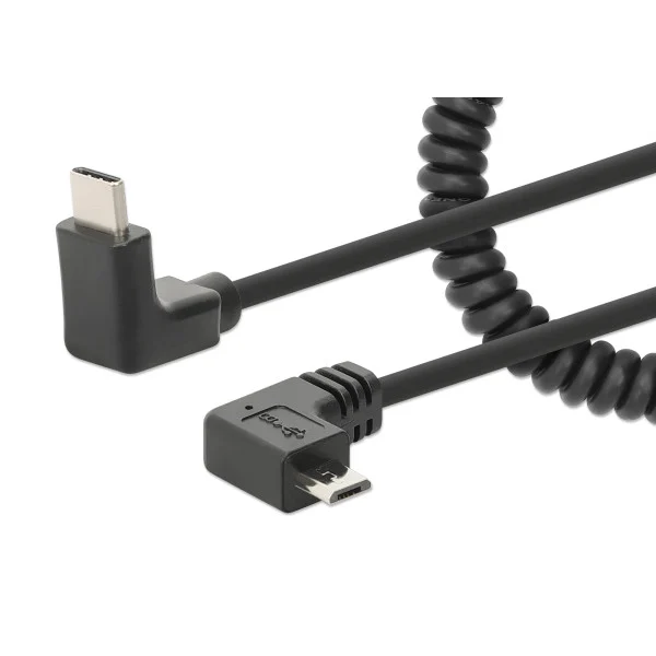 [ICOC-USB-CHCM-SP] Cavo di Ricarica USB-C™ a Micro-USB 1m Spiralato Nero