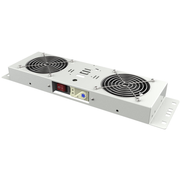 [I-CASE_IP55-FAN2] Kit di Ventilazione a Soffitto per Rack 19'' IP55 2 Ventole Grigio