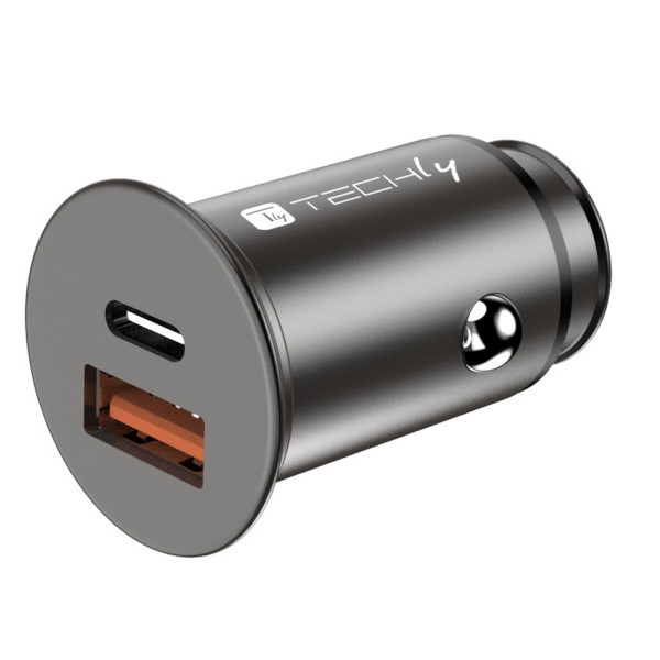 [IUSB2-CAR5-AC38W] Mini Caricatore da Auto USB-A e USB-C™ Ricarica rapida 38W Metallo Nero