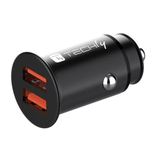 [IUSB2-CAR5-AA36W] Mini Caricatore da Auto 2 Porte USB-A Ricarica veloce 36W Metallo Nero