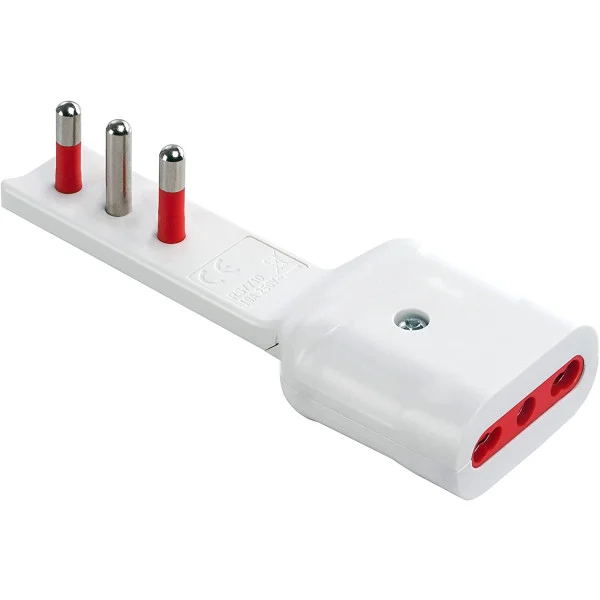 [IPW-SP16-FLSW] Adattatore Salvaspazio Extra Flat Spina e Presa Italiana 16A 2P+T Angolata Bianco