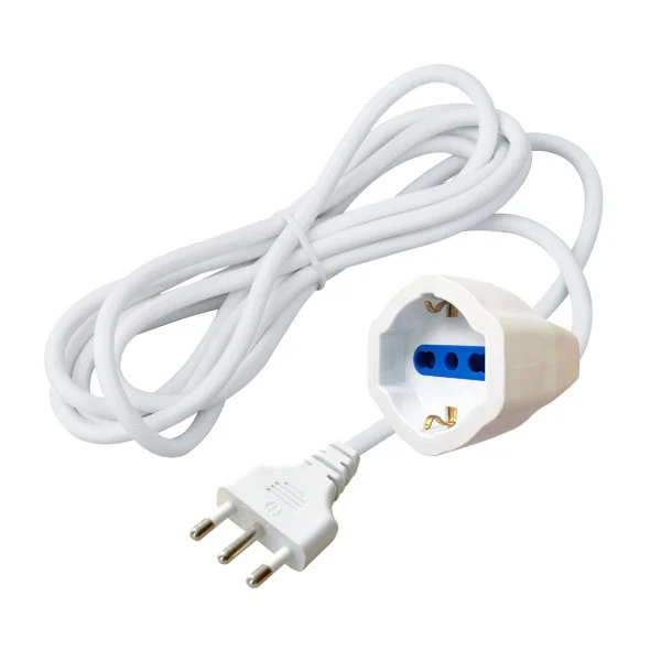 [ICOC_03I-NC-030-W] Cavo Prolunga Alimentazione Italiana 16A Maschio / Schuko Femmina 3 metri Bianco