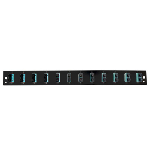 [I-CASE_FOB-12SCD3] Pannello Frontale per Cassetto Ottico 1U 12 SC Duplex/LC OM3 Nero