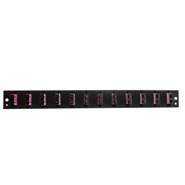 [I-CASE_FOB-12SCD4] Pannello Frontale per Cassetto Ottico 1U 12 SC Duplex OM4 Nero