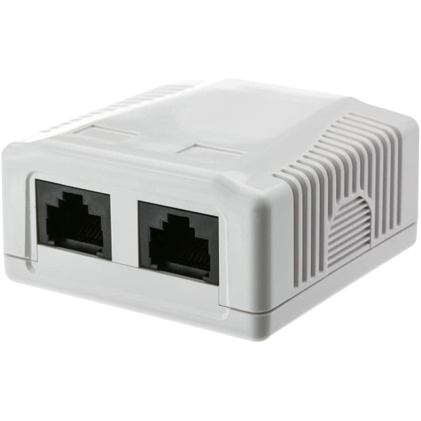Presa a Muro con 2 Frutti RJ45 Cat.6 UTP Beige