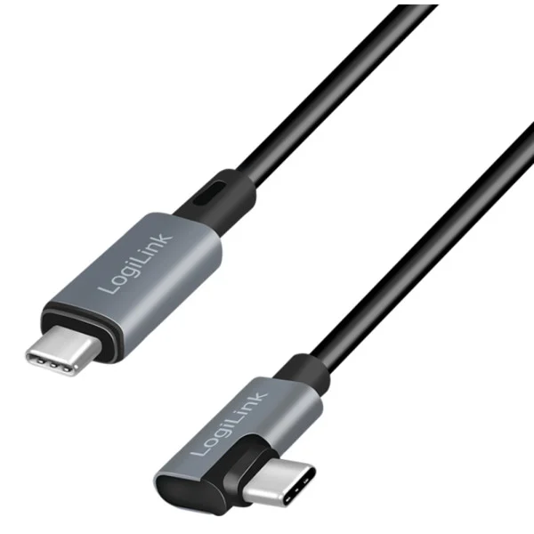 [ICOC_MU2AC9-100W2] Cavo HighSpeed E-mark PD USB-C™ Maschio Angolato/USB-C™ Maschio Dritto 2m Nero