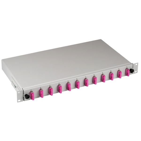 Cassetto Ottico 19'' Assemblato con 12 Bussole e 24 Pigtails SC Duplex Multimodale OM4