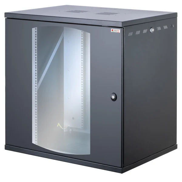 [I-CASE_EW-2813BK6] Armadio Rack 19'' a Muro 13U P 600mm L 800mm Porta Vetro Nero