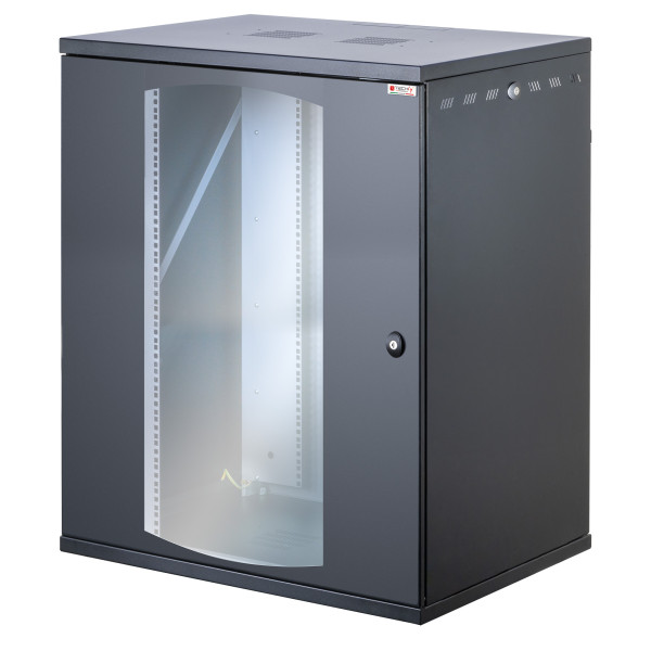 [I-CASE_EW-2816BK6] Armadio Rack 19'' a Muro 16U P 600mm L 800mm Porta Vetro Nero
