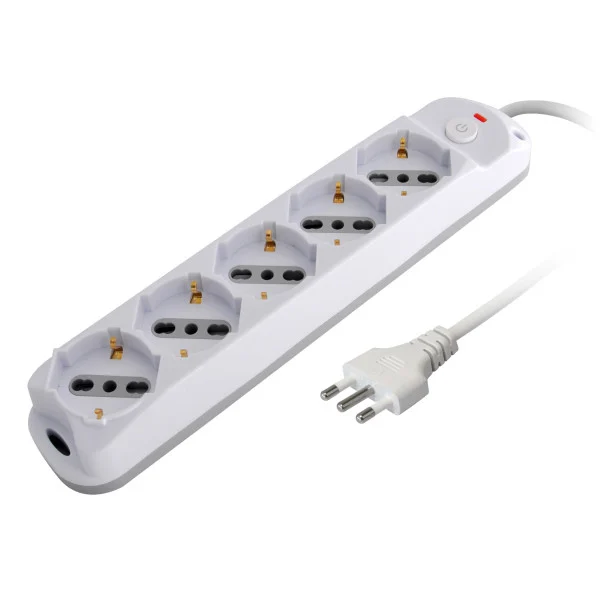 [IUPS-PCP-510A] Presa Multipla a 5 Posti Italiana Bipasso/Schuko Spina 10A