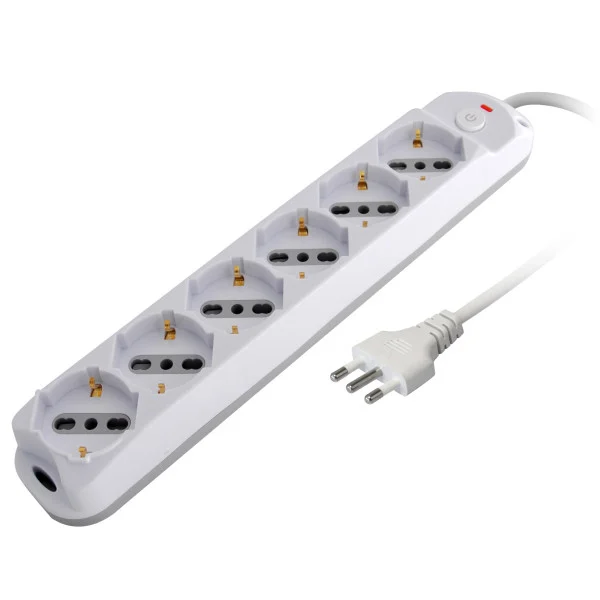 [IUPS-PCP-610A] Presa Multipla a 6 Posti Italiana Bipasso/Schuko Spina 10A