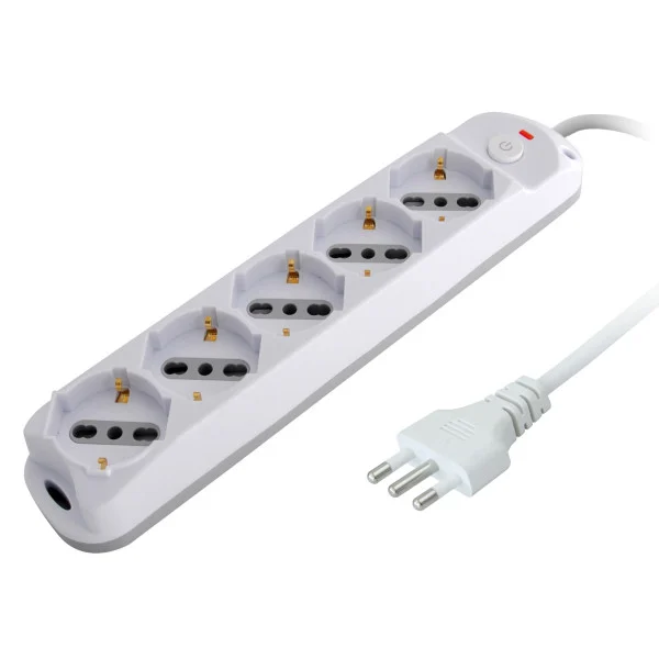 [IUPS-PCP-516A] Presa Multipla a 5 Posti Italiana Bipasso/Schuko Spina 16A