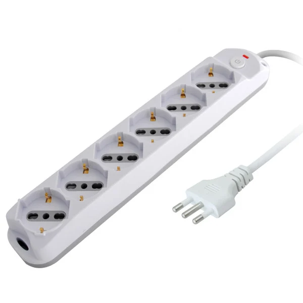 [IUPS-PCP-616A] Presa Multipla a 6 Posti Italiana Bipasso/Schuko Spina 16A