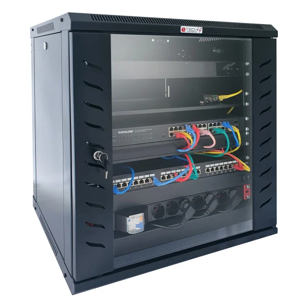 Armadio Rack 19'' a Muro 9 Unit&agrave; P.600 mm Flat Pack Nero