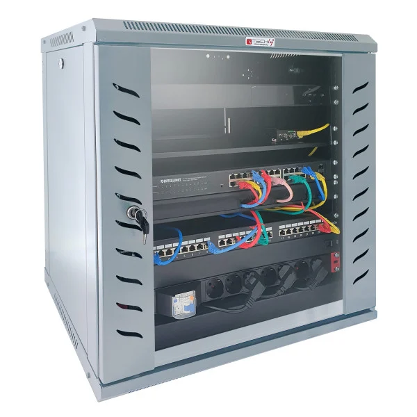 [I-CASE_FP-6012G] Armadio Rack 19'' a Muro 12 Unit&agrave; P.600 mm Flat Pack Grigio