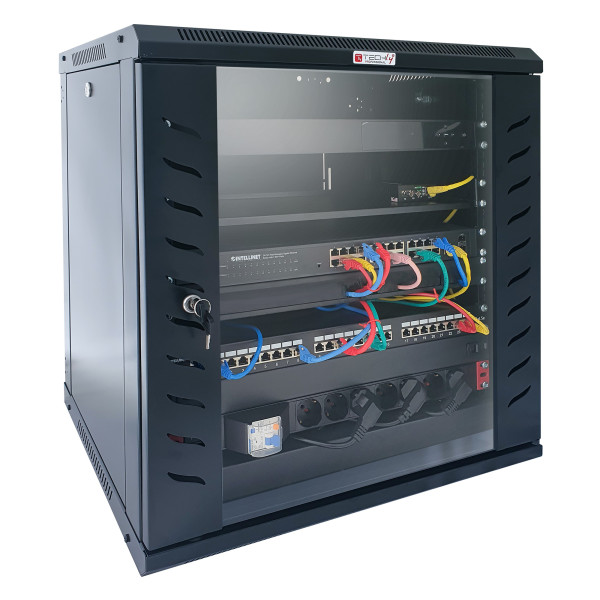 Armadio Rack 19'' a Muro 20 Unit&agrave; P.450 mm Flat Pack Nero