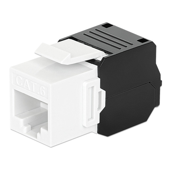 [IWP-MD_C6_TLU3MU] Frutto Keystone RJ45 Cat.6 UTP Tool-Free Bianco Nero